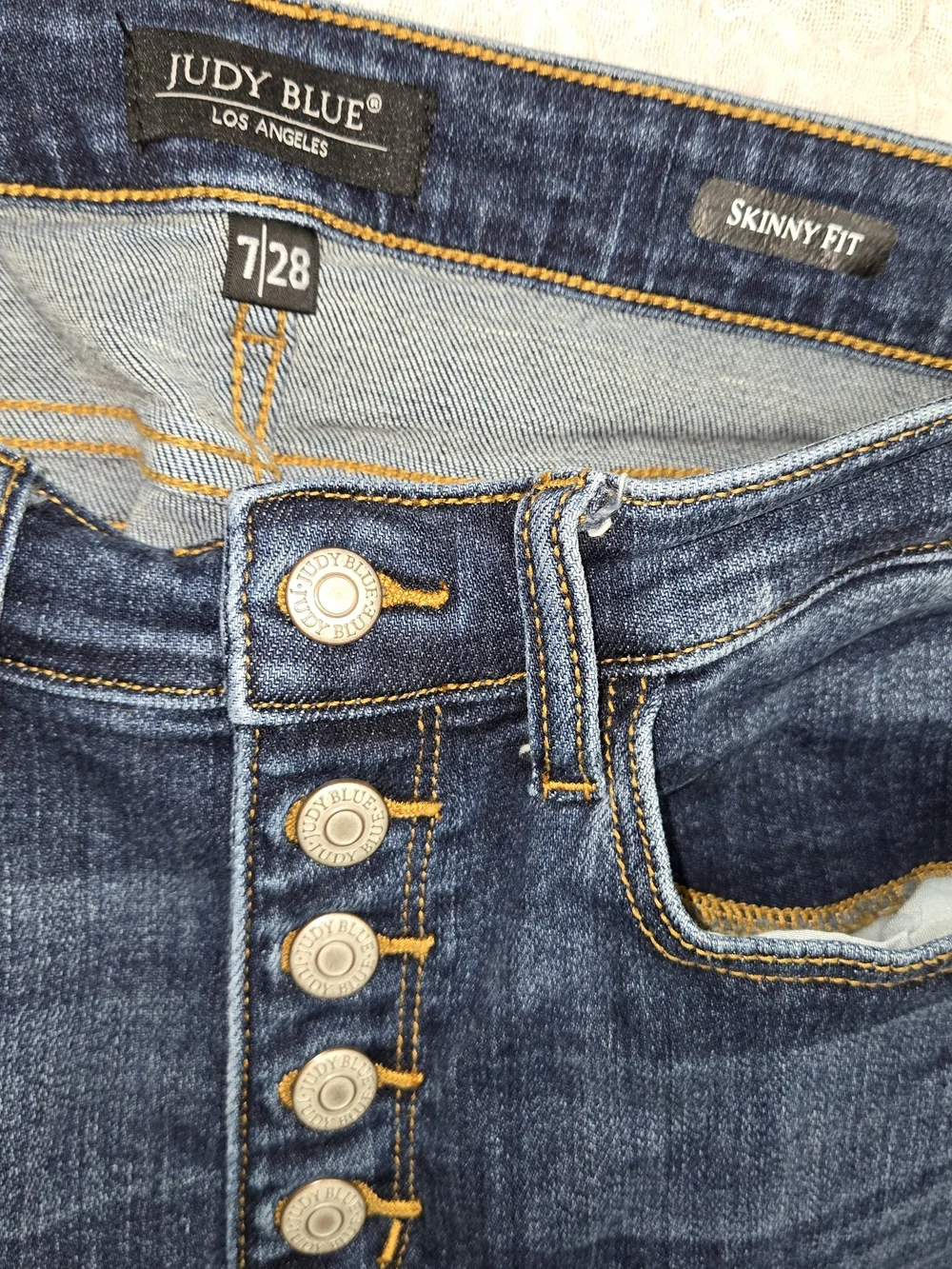 Judy Blue Women’s Dark Blue Button-Fly Skinny Jeans Size 7 (28